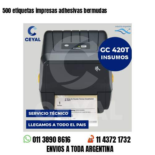 500 etiquetas impresas adhesivas bermudas