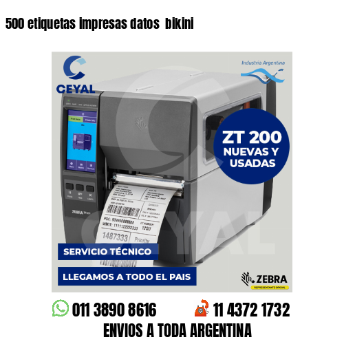 500 etiquetas impresas datos  bikini