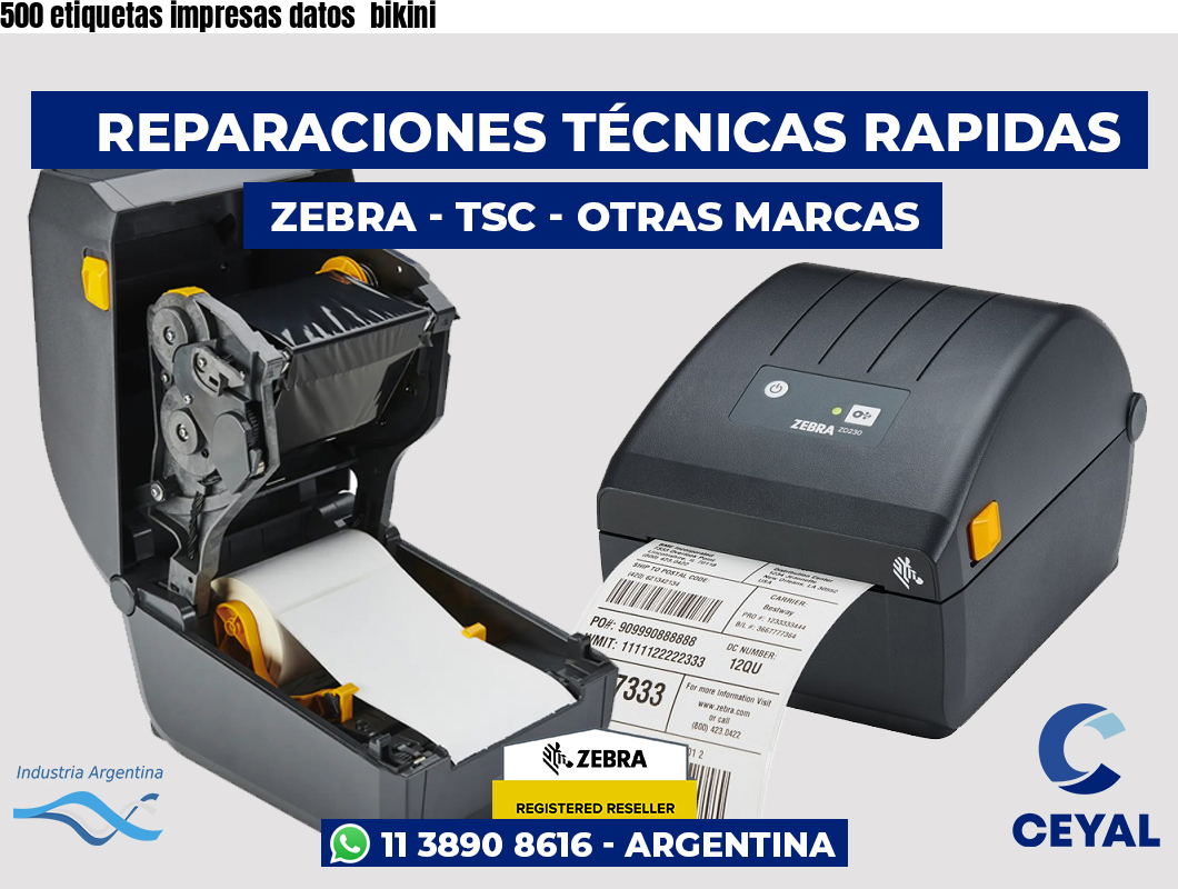 500 etiquetas impresas datos  bikini