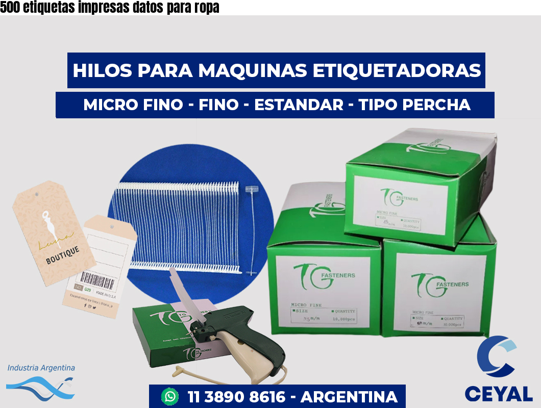 500 etiquetas impresas datos para ropa