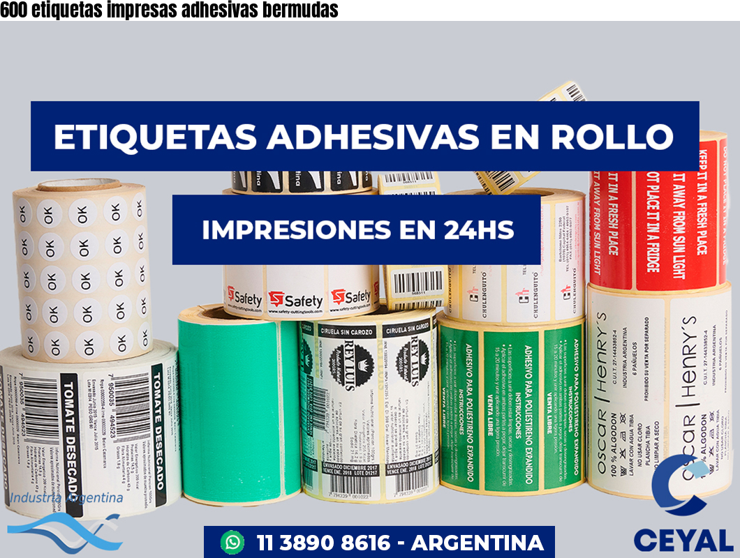 600 etiquetas impresas adhesivas bermudas