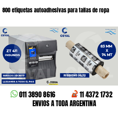 800 etiquetas autoadhesivas para tallas de ropa