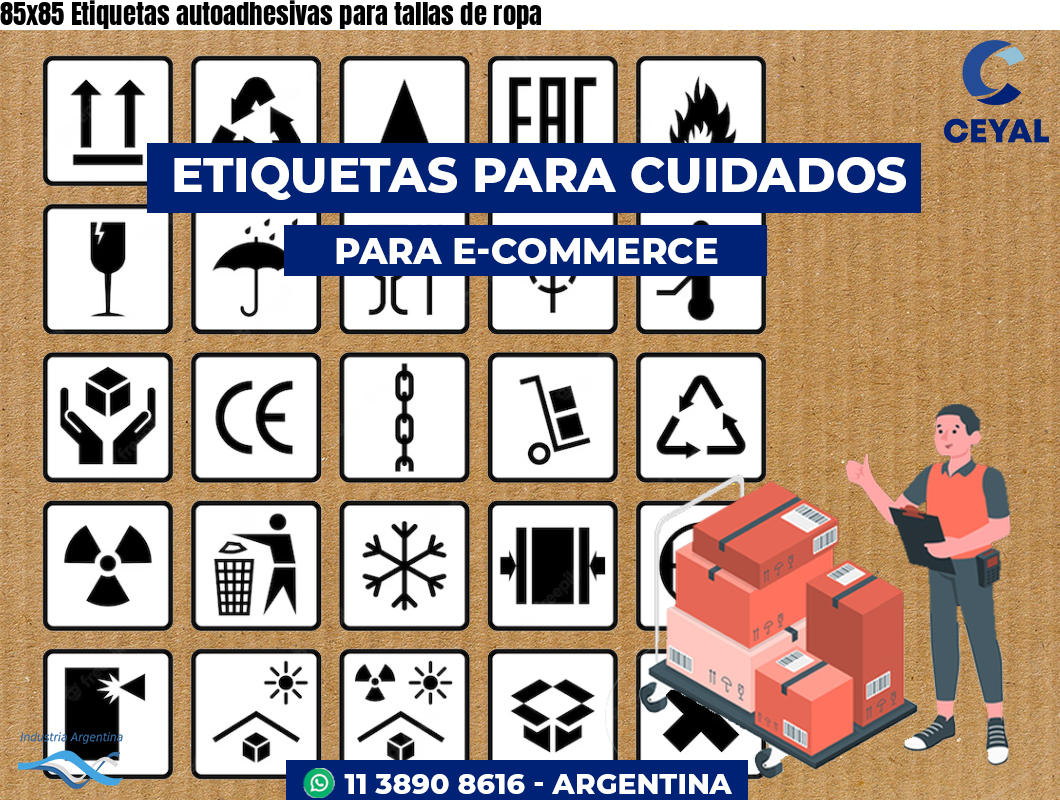 85×85 Etiquetas autoadhesivas para tallas de ropa