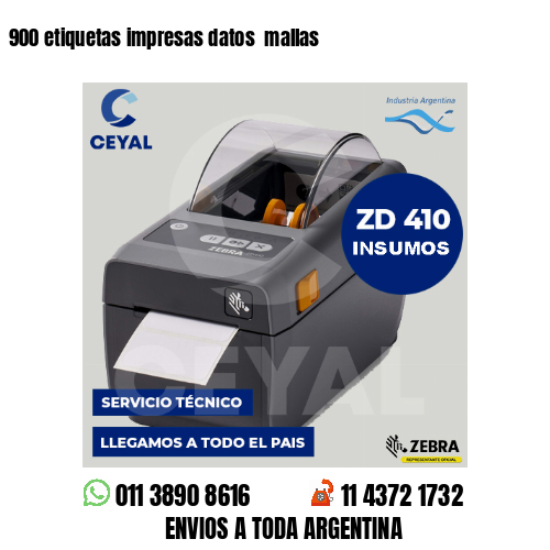 900 etiquetas impresas datos  mallas