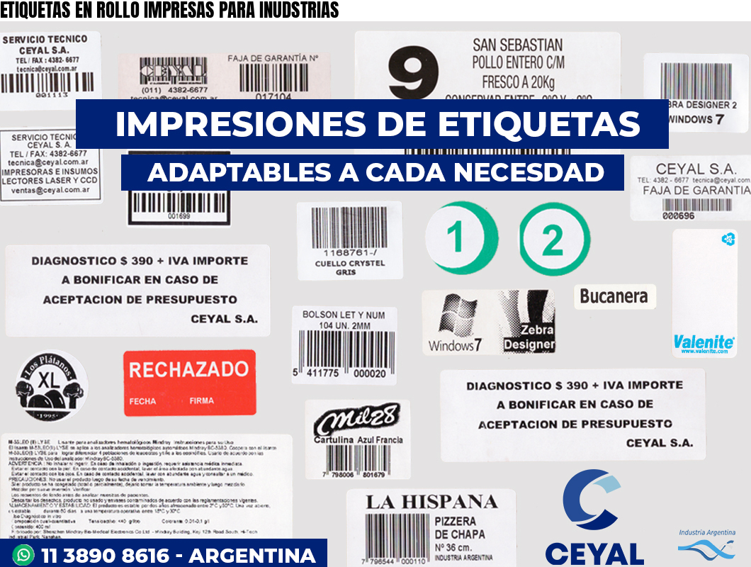 ETIQUETAS EN ROLLO IMPRESAS PARA INUDSTRIAS