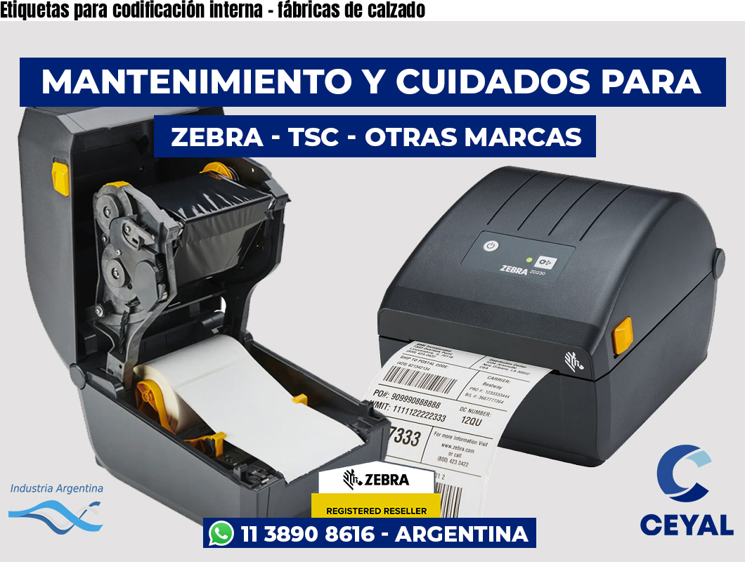Etiquetas para codificación interna - fábricas de calzado