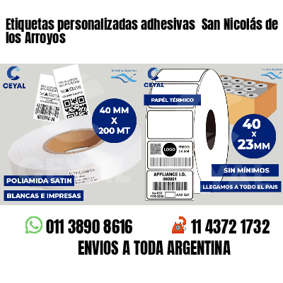 Etiquetas personalizadas adhesivas  San Nicolás de los Arroyos