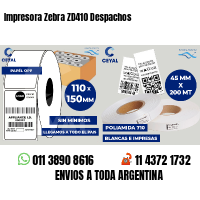 Impresora Zebra ZD410 Despachos