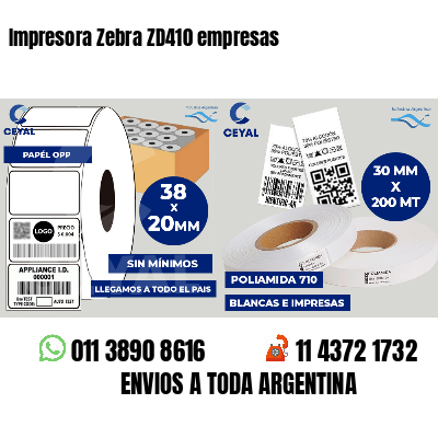 Impresora Zebra ZD410 empresas