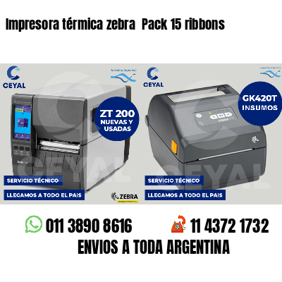 Impresora térmica zebra  Pack 15 ribbons