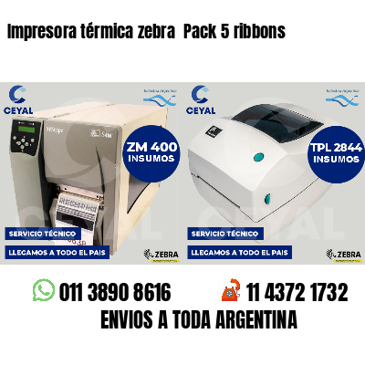 Impresora térmica zebra  Pack 5 ribbons