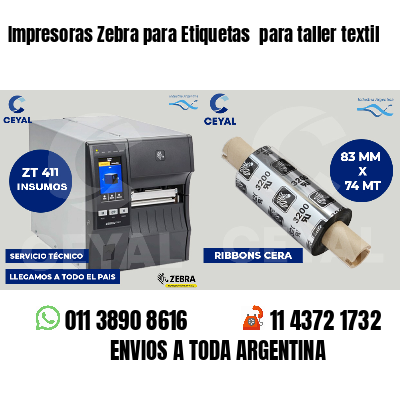 Impresoras Zebra para Etiquetas  para taller textil