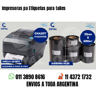 Impresoras pa Etiquetas para talles