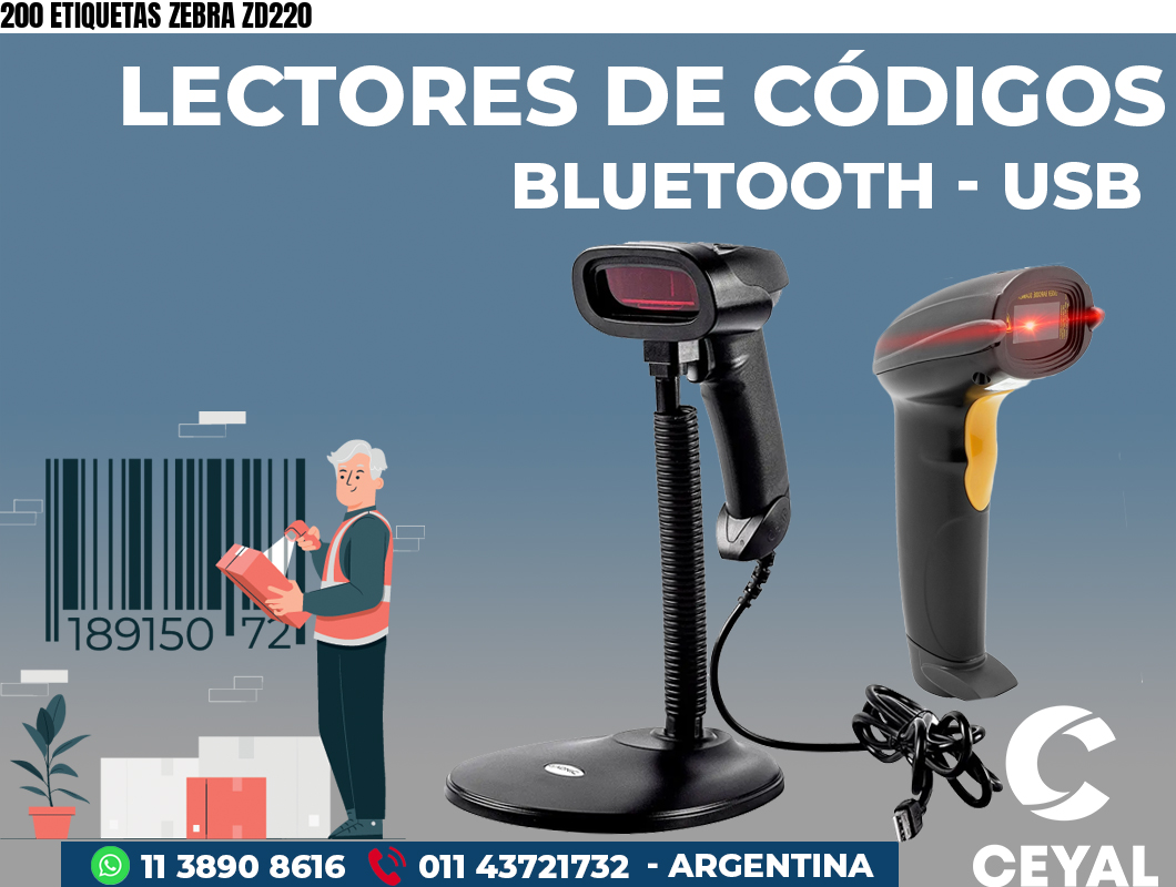 200 ETIQUETAS ZEBRA ZD220