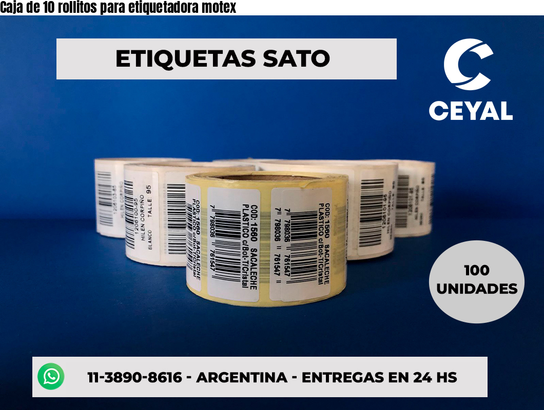 Caja de 10 rollitos para etiquetadora motex