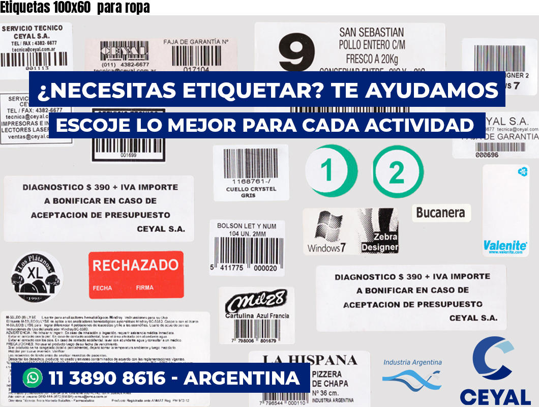Etiquetas 100x60  para ropa