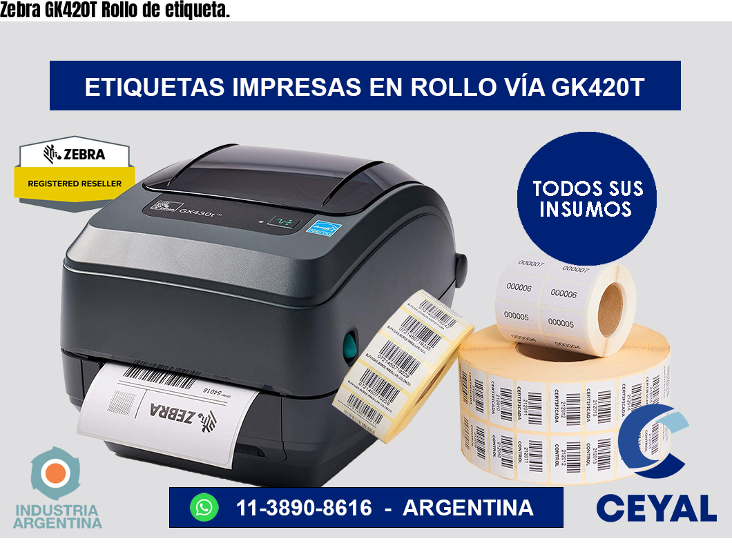 Zebra GK420T Rollo de etiqueta.