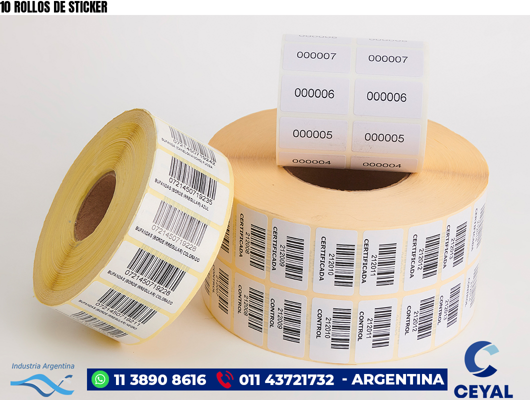 10 ROLLOS DE STICKER