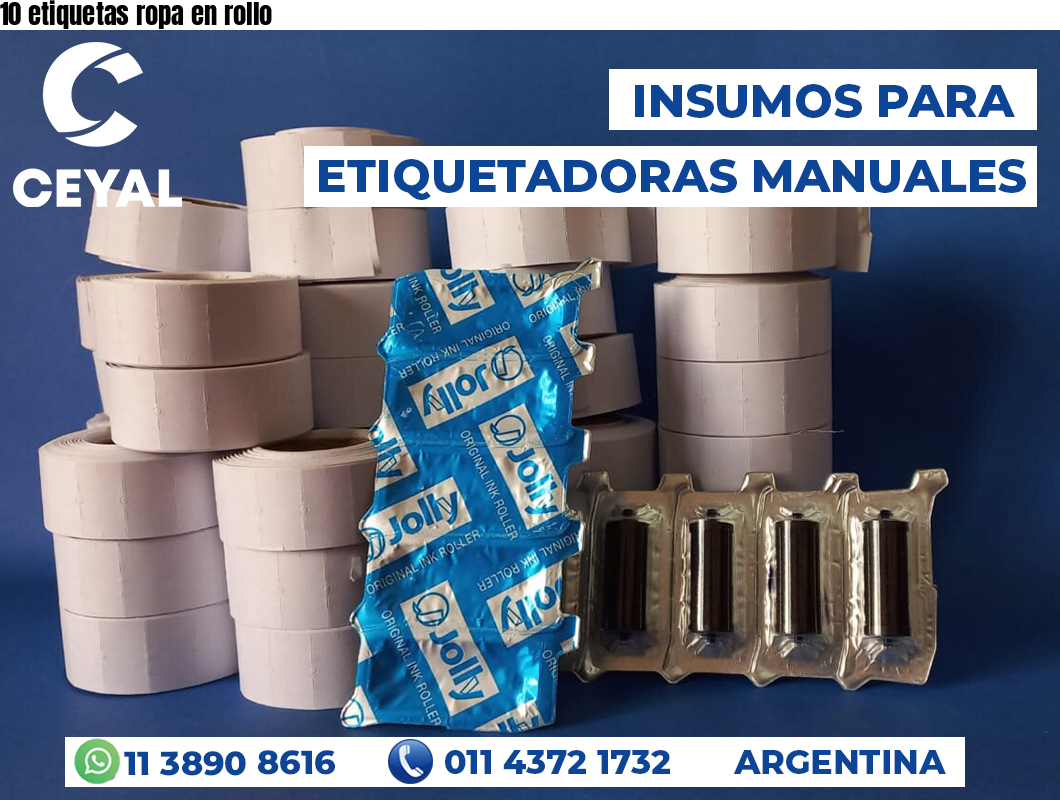10 etiquetas ropa en rollo