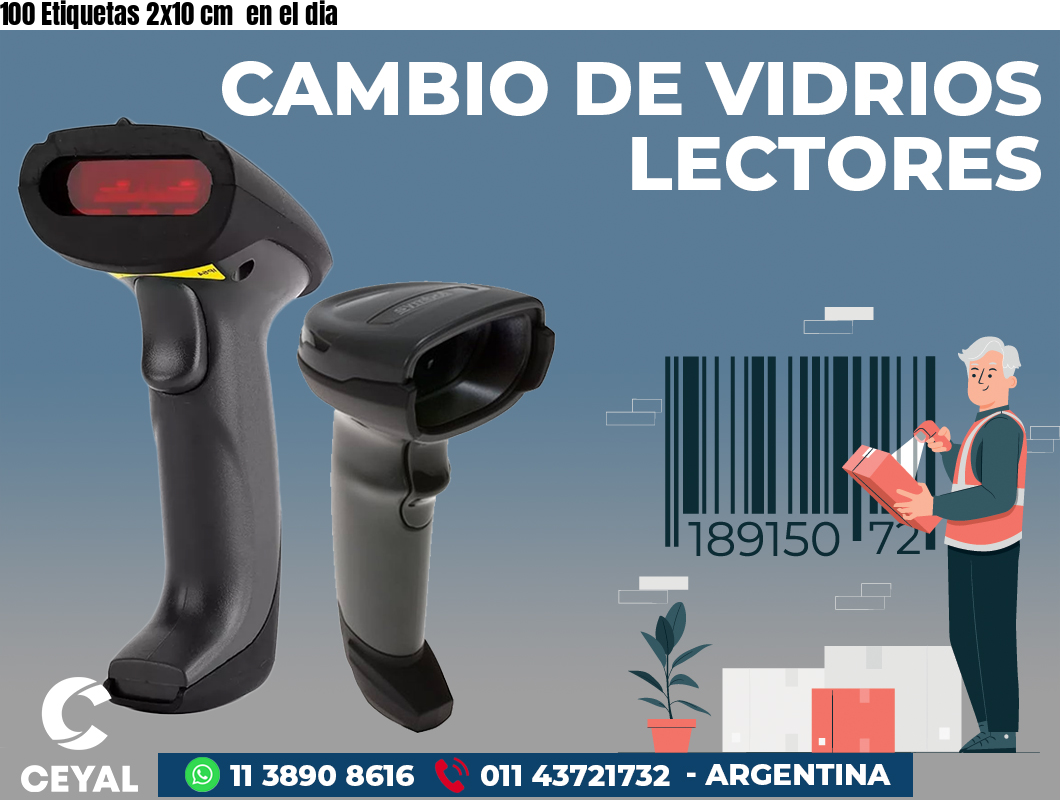 100 Etiquetas 2x10 cm  en el dia