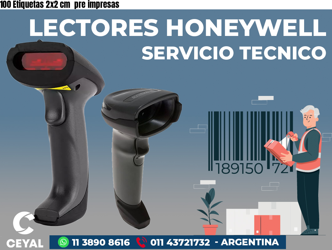 100 Etiquetas 2x2 cm  pre impresas