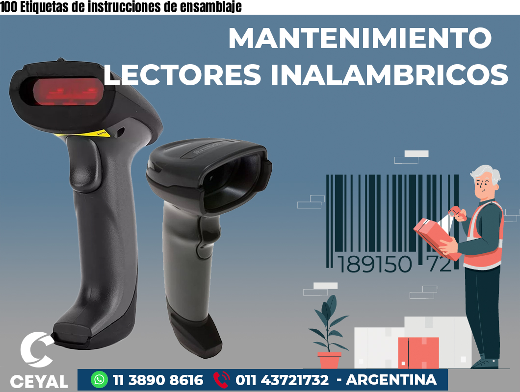 100 Etiquetas de instrucciones de ensamblaje