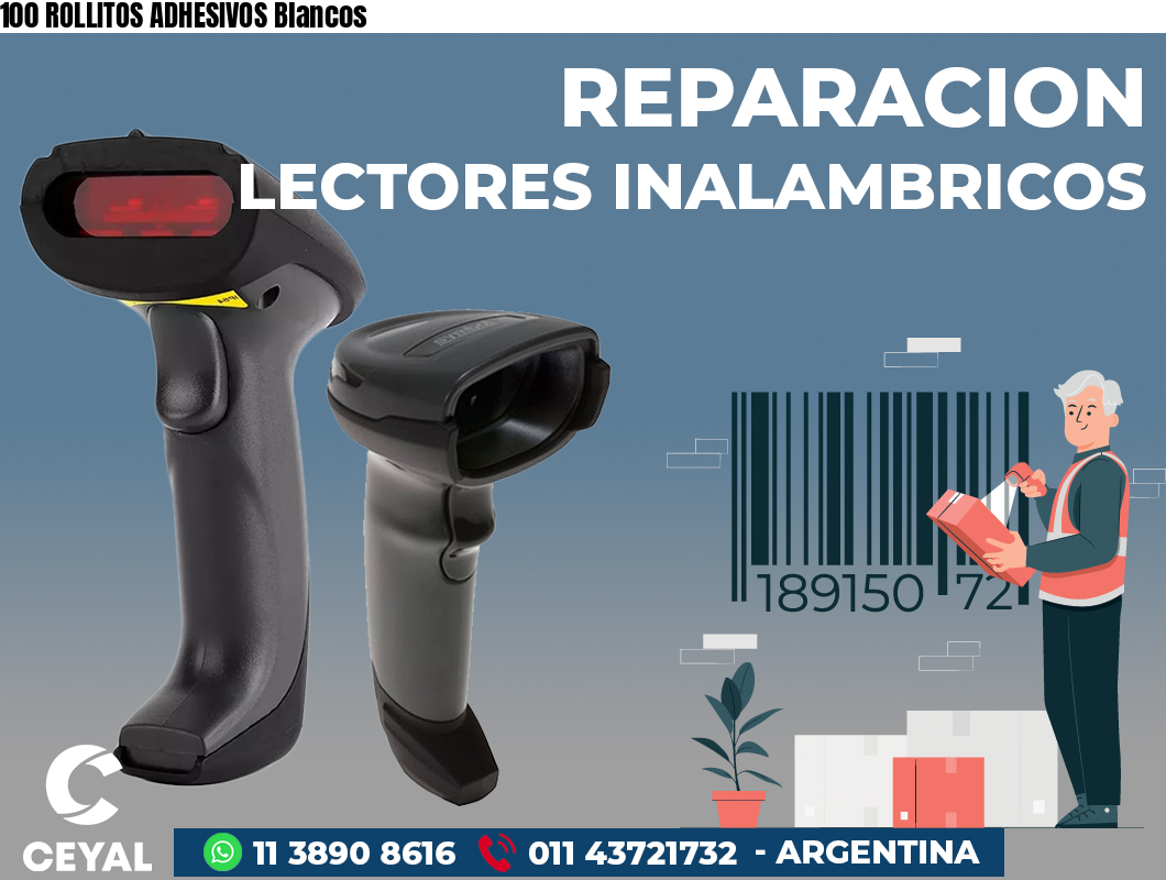 100 ROLLITOS ADHESIVOS Blancos