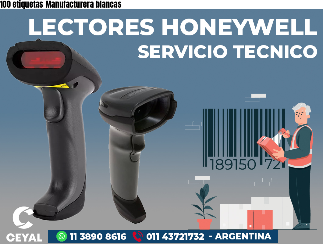 100 etiquetas Manufacturera blancas