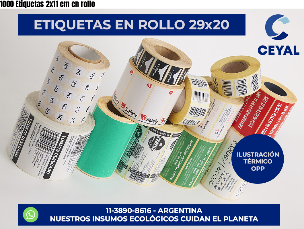 1000 Etiquetas 2×11 cm en rollo
