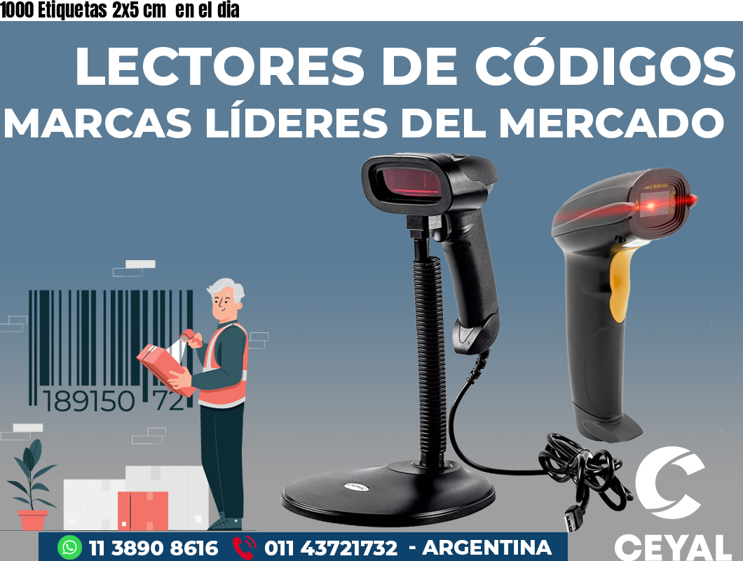 1000 Etiquetas 2x5 cm  en el dia