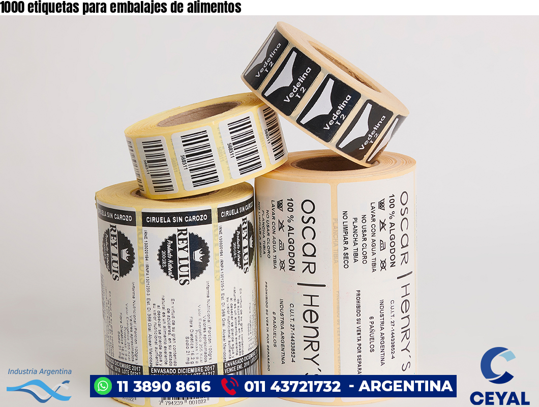 1000 etiquetas para embalajes de alimentos 