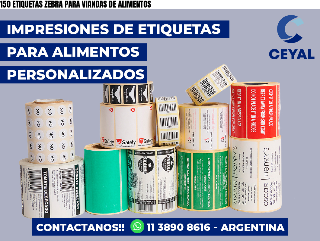 150 ETIQUETAS ZEBRA PARA VIANDAS DE ALIMENTOS