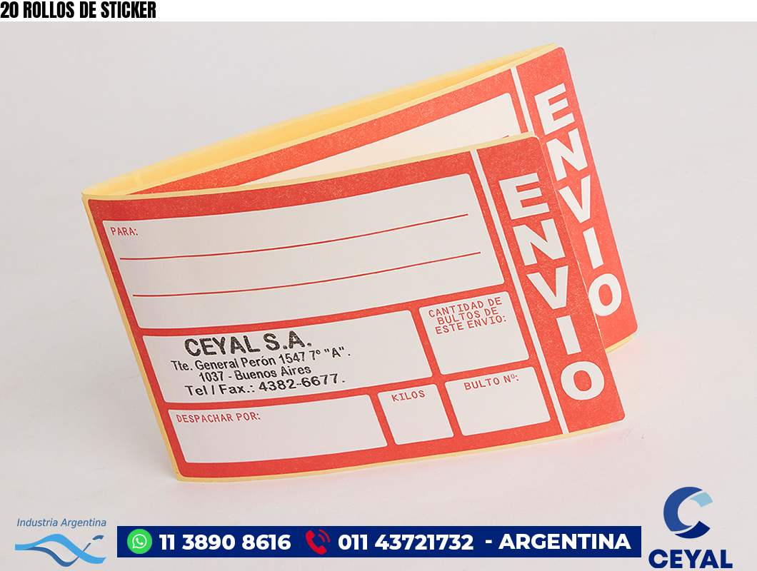 20 ROLLOS DE STICKER