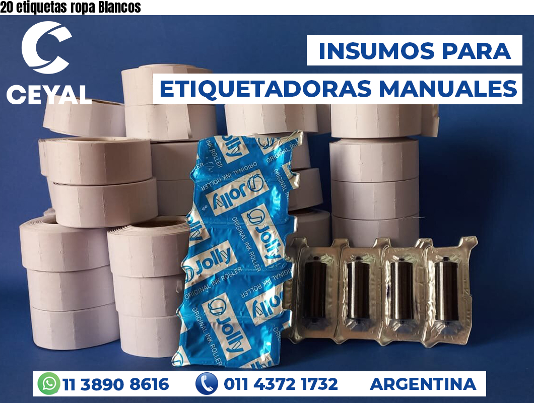 20 etiquetas ropa Blancos