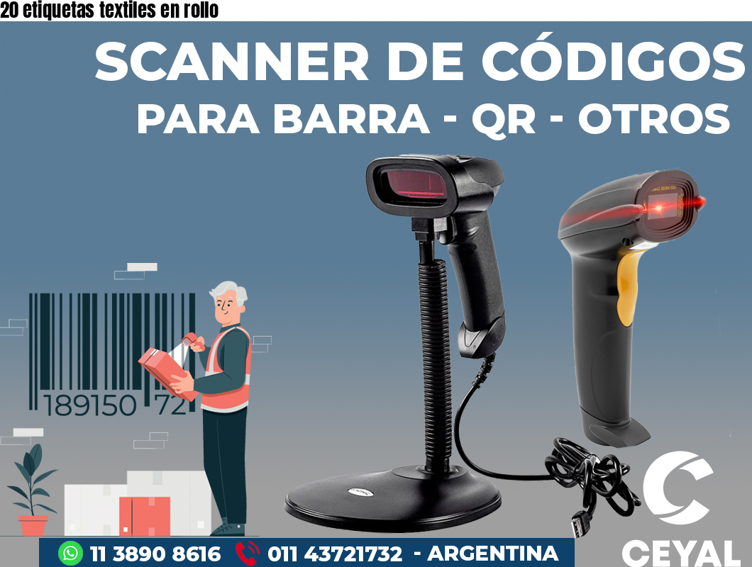 20 etiquetas textiles en rollo