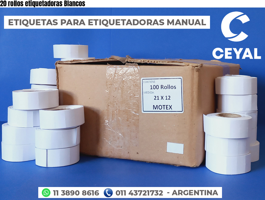 20 rollos etiquetadoras Blancos
