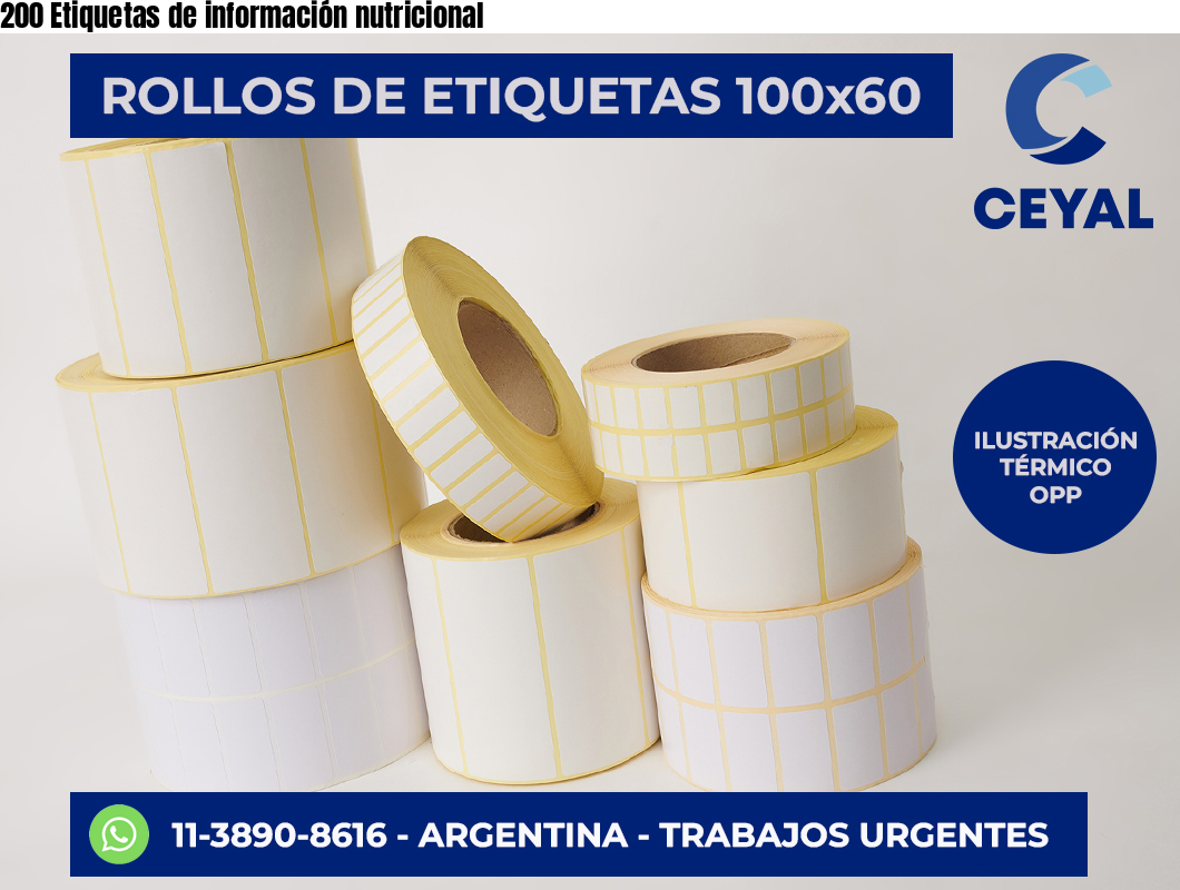 200 Etiquetas de información nutricional