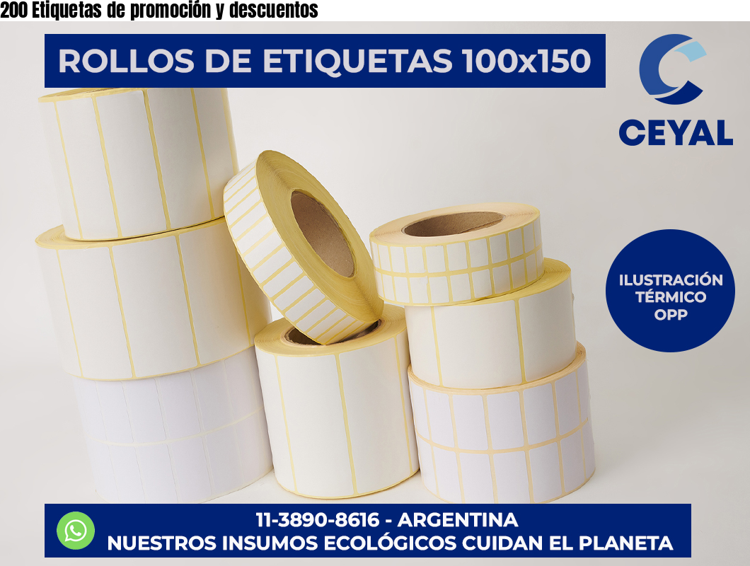 200 Etiquetas de promoción y descuentos