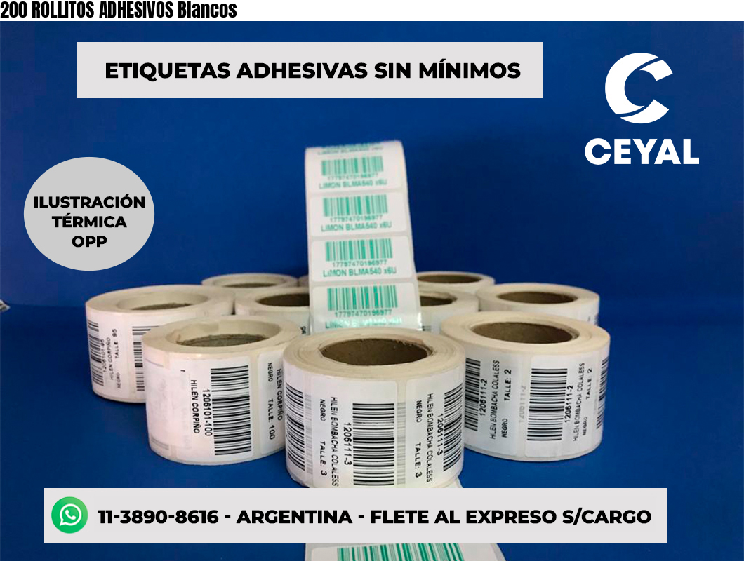 200 ROLLITOS ADHESIVOS Blancos