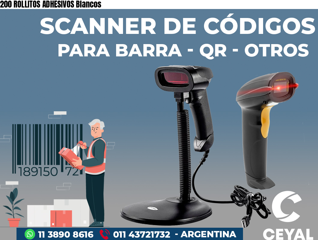 200 ROLLITOS ADHESIVOS Blancos