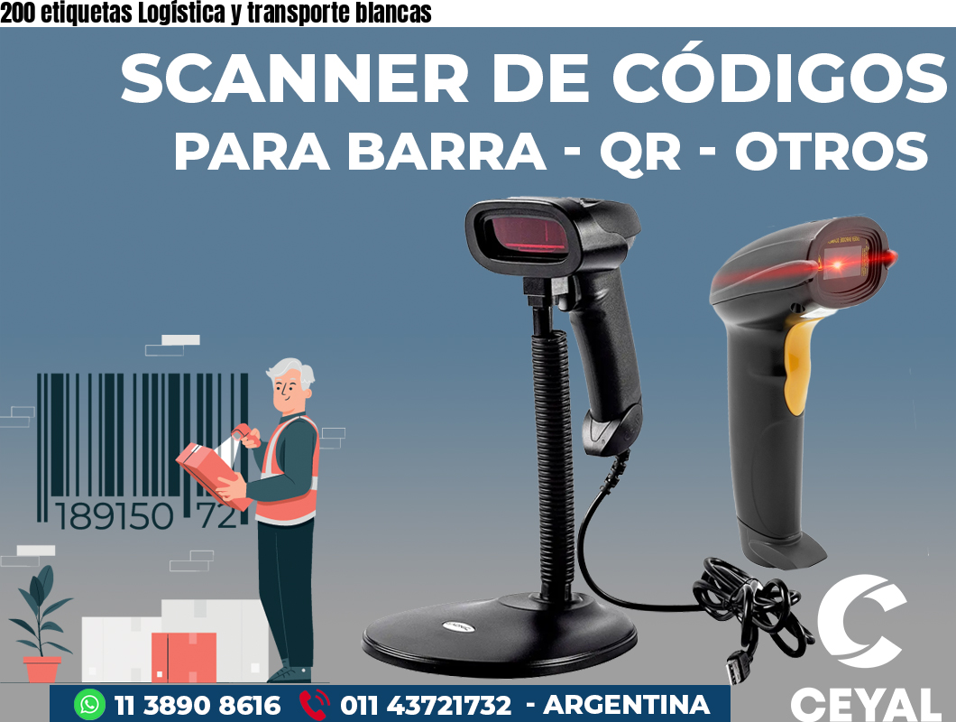 200 etiquetas Logística y transporte blancas