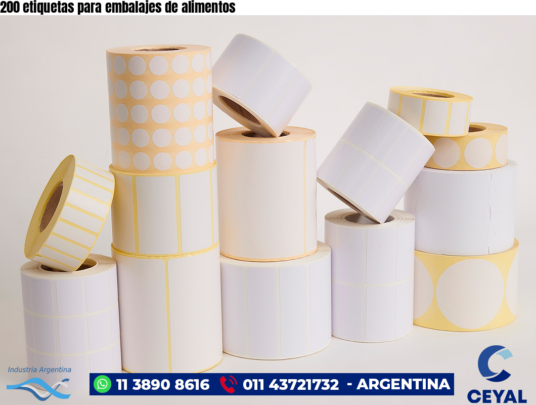 200 etiquetas para embalajes de alimentos 