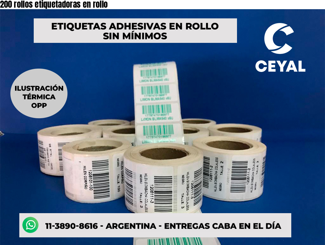 200 rollos etiquetadoras en rollo