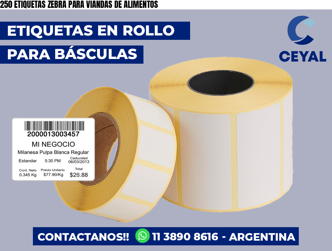 250 ETIQUETAS ZEBRA PARA VIANDAS DE ALIMENTOS