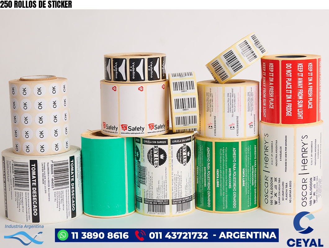250 ROLLOS DE STICKER