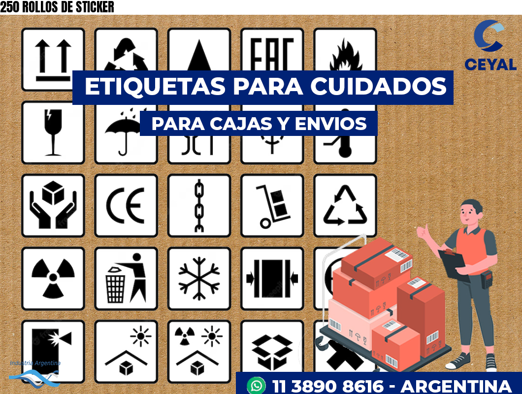 250 ROLLOS DE STICKER