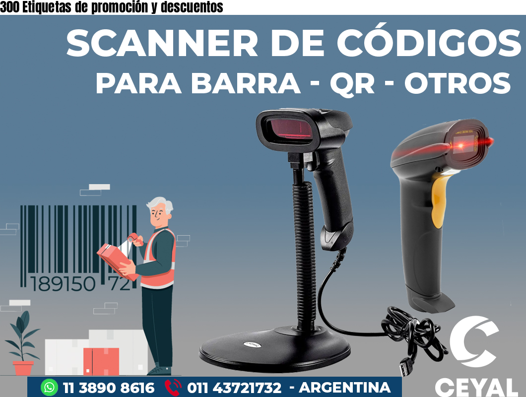 300 Etiquetas de promoción y descuentos