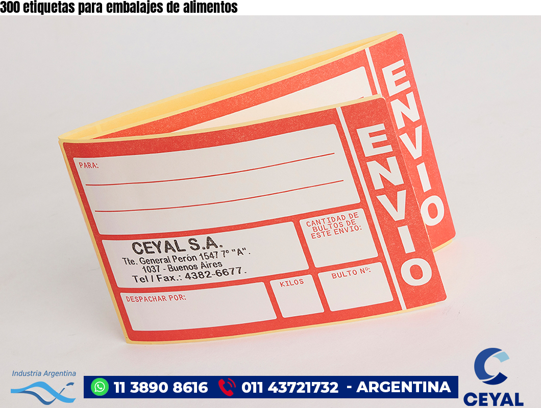 300 etiquetas para embalajes de alimentos 