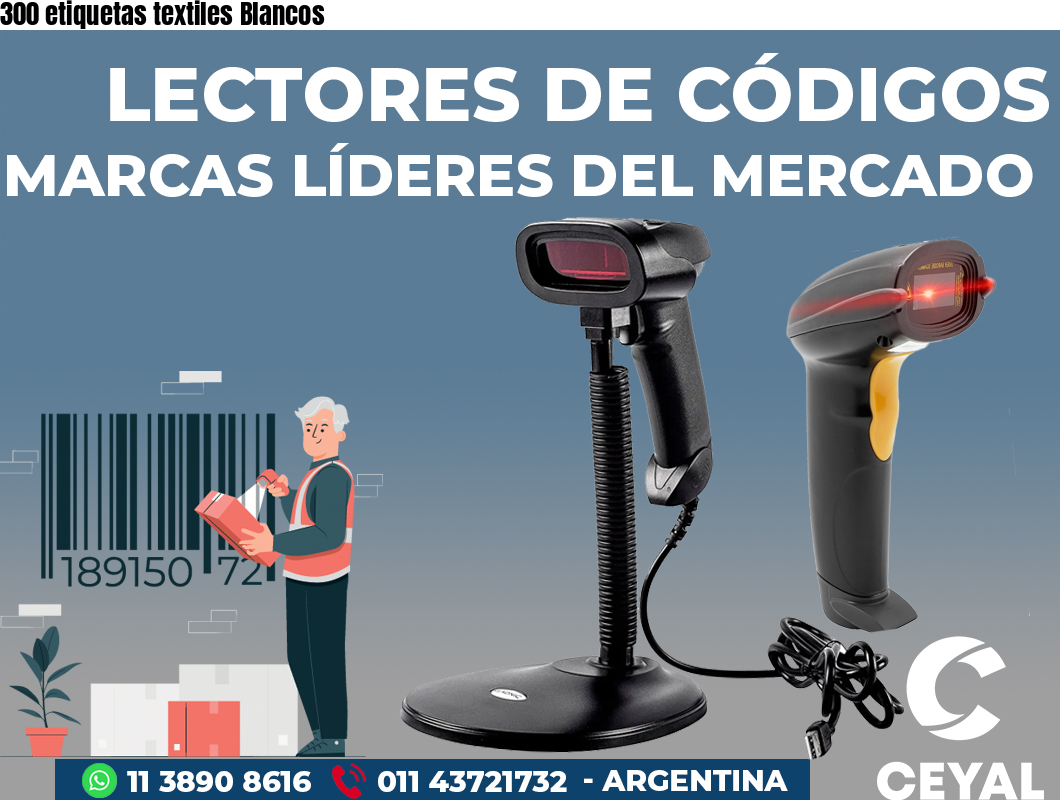 300 etiquetas textiles Blancos