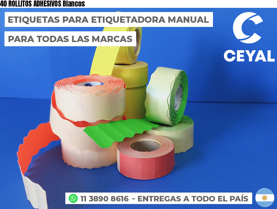 40 ROLLITOS ADHESIVOS Blancos